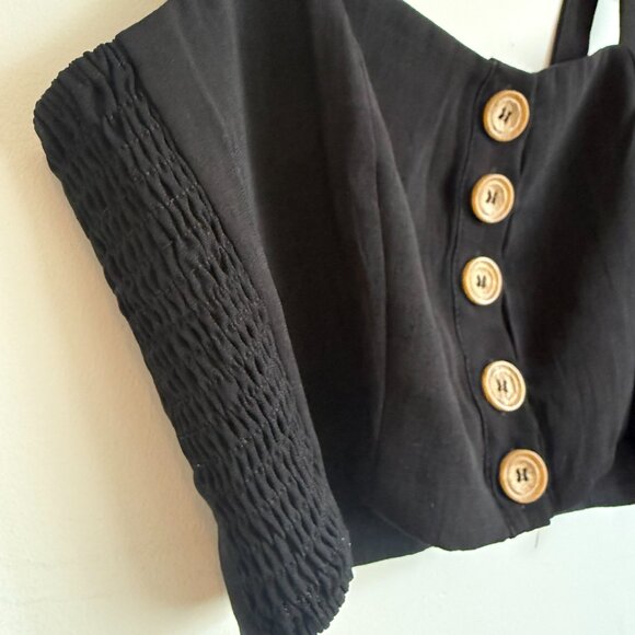 Lulus Cropped Button Front Tank Top Black Size Small NWT - Picture 5 of 13